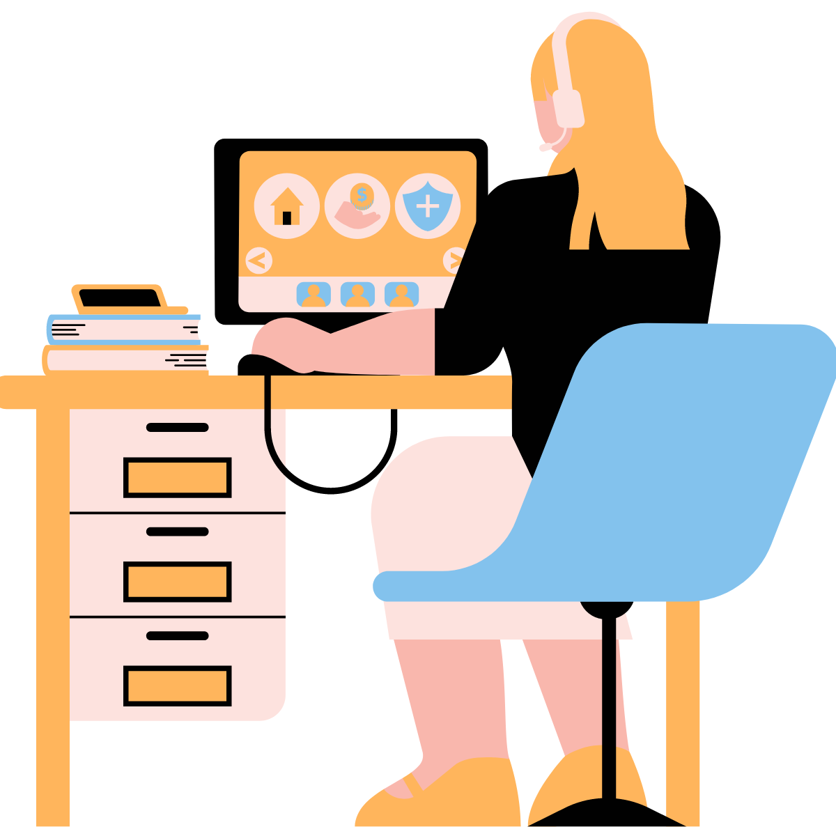 illustration femme ordinateur